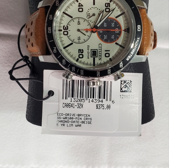 Citizen CA0641-32X Men's 44mm Ivory Dial Tan Leather Strap Chrono Leather Band - Picture 3 of 10